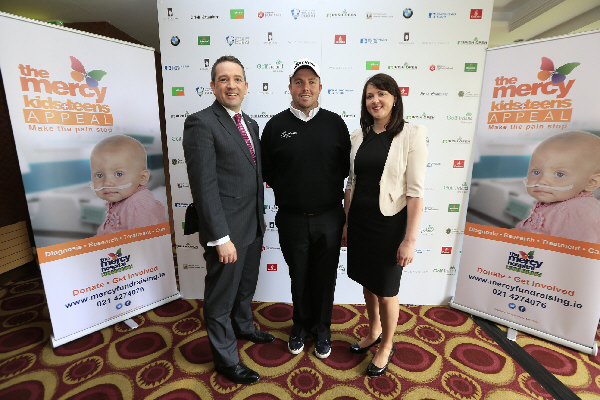 Antonia Beggs championship director Irish Open pictured Micheal Sheridan Chief Executive and Eimear Keohane the Mercy hospital Fundraising with Shane Lowry past champion. - Picture: Fran Caffrey www.golffile.ie